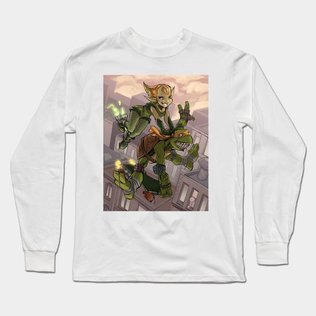 TMNT Mikey and Neutrino Kala Long Sleeve T-Shirt by markodjeska